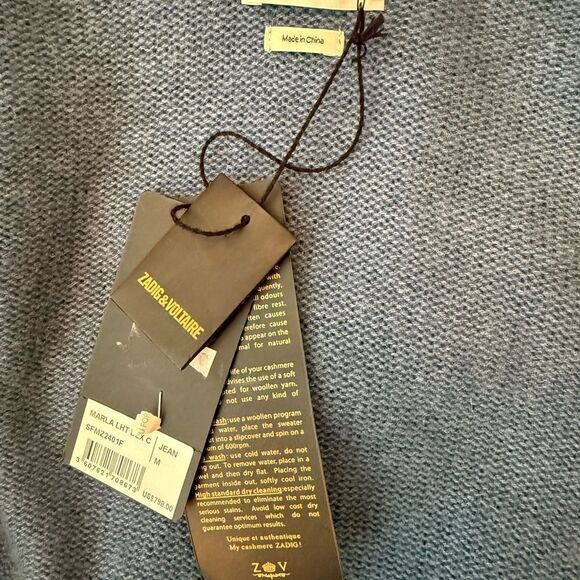 NWT Zadig & Voltaire Marla Cashmere/ Leather
Fringe Cardigan Boho Rock - Picture 9 of 10